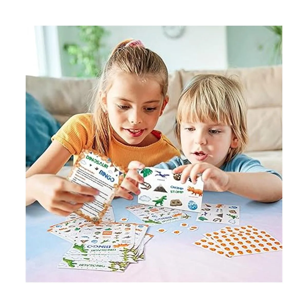 Juego de bingo de cumpleaños de dinosaurio de acuarela 24_6