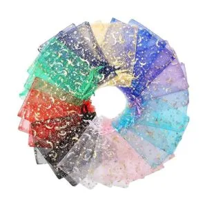 WenTao 100 bolsas de organza transparente con estrella_5