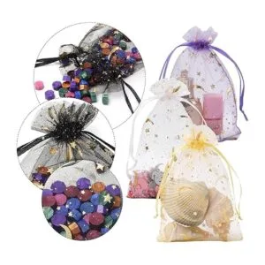 WenTao 100 bolsas de organza transparente con estrella_4