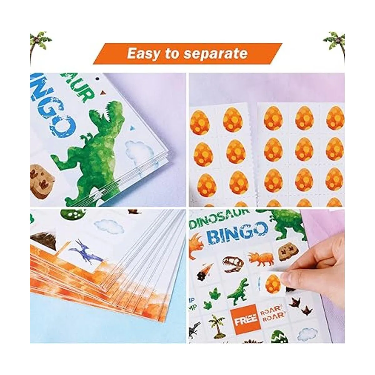 Juego de bingo de cumpleaños de dinosaurio de acuarela 24_5