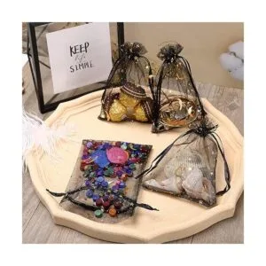 WenTao 100 bolsas de organza transparente con estrella_6