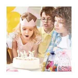 WenTao 100 bolsas de organza transparente con estrella_7