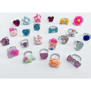 Juego de 24 anillos para niñas anillos de vestir para_7