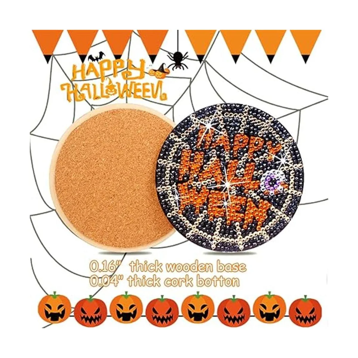 Juego de 8 posavasos de pintura de diamante con base de_5