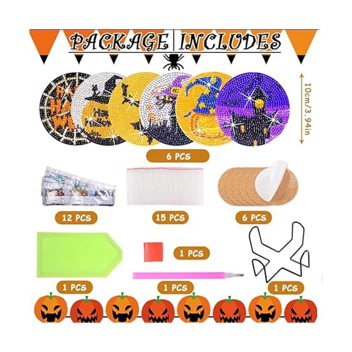 Juego de 8 posavasos de pintura de diamante con base de_2