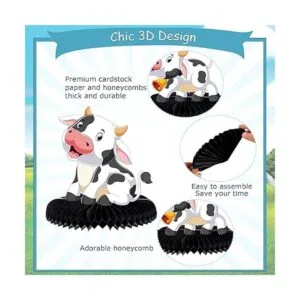 9 piezas de centros de mesa de vaca con diseño de panal de_3