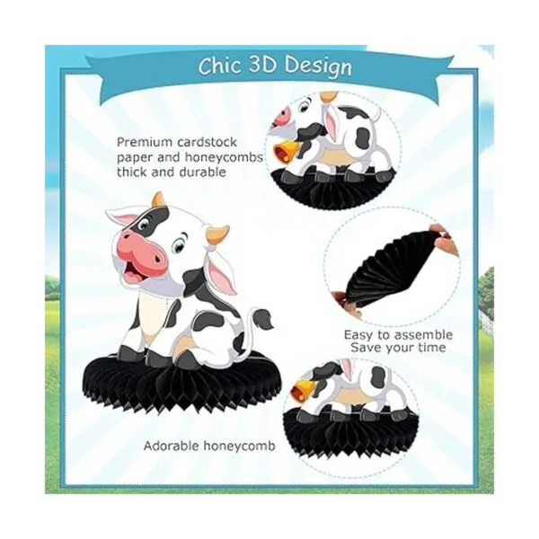 9 piezas de centros de mesa de vaca con diseño de panal de_3