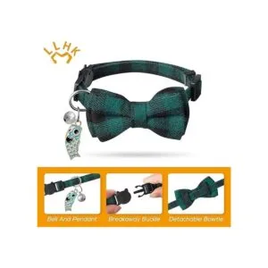 LLHK Paquete de 4 collares de gato pequeños con pajarita y_4