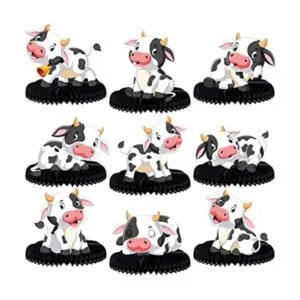 9 piezas de centros de mesa de vaca con diseño de panal de_1