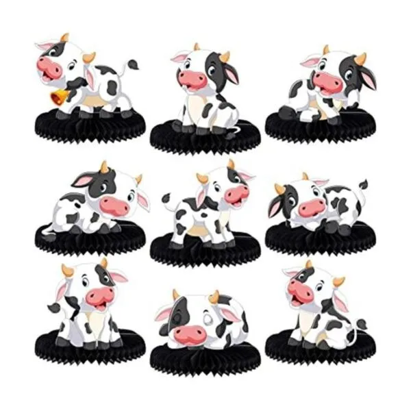 9 piezas de centros de mesa de vaca con diseño de panal de_1