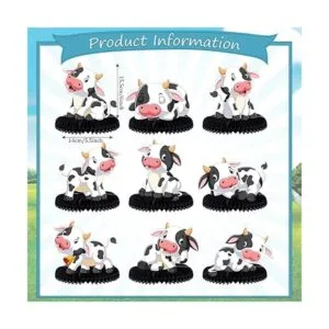 9 piezas de centros de mesa de vaca con diseño de panal de_2