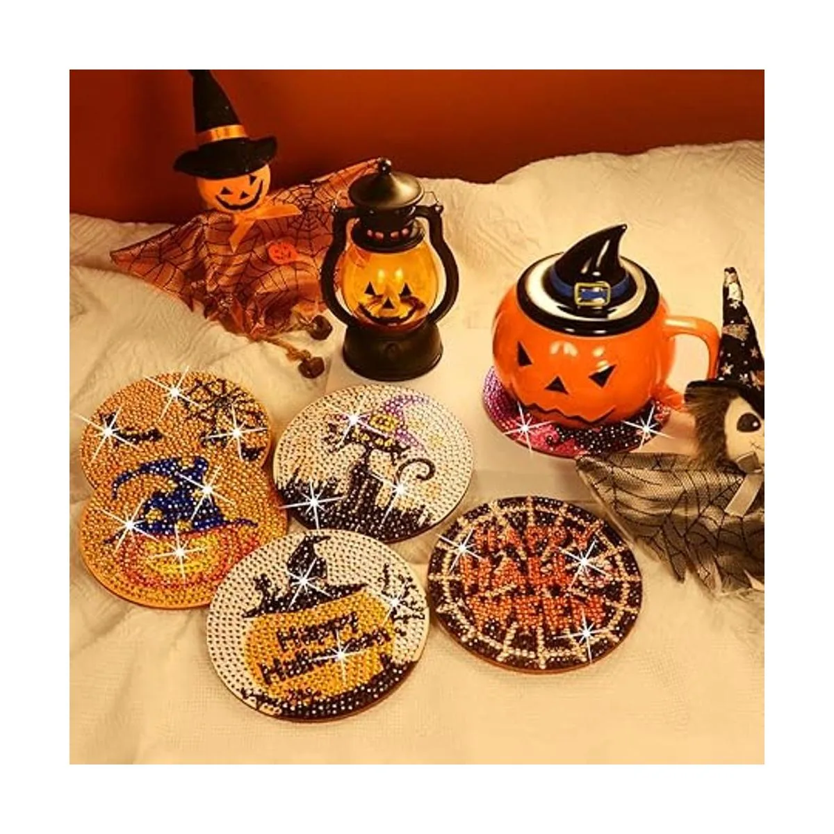 Juego de 8 posavasos de pintura de diamante con base de_6