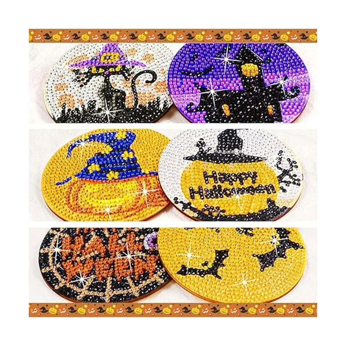 Juego de 8 posavasos de pintura de diamante con base de_4