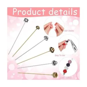 60 alfileres de cabeza de joyería de colores mezclados_3