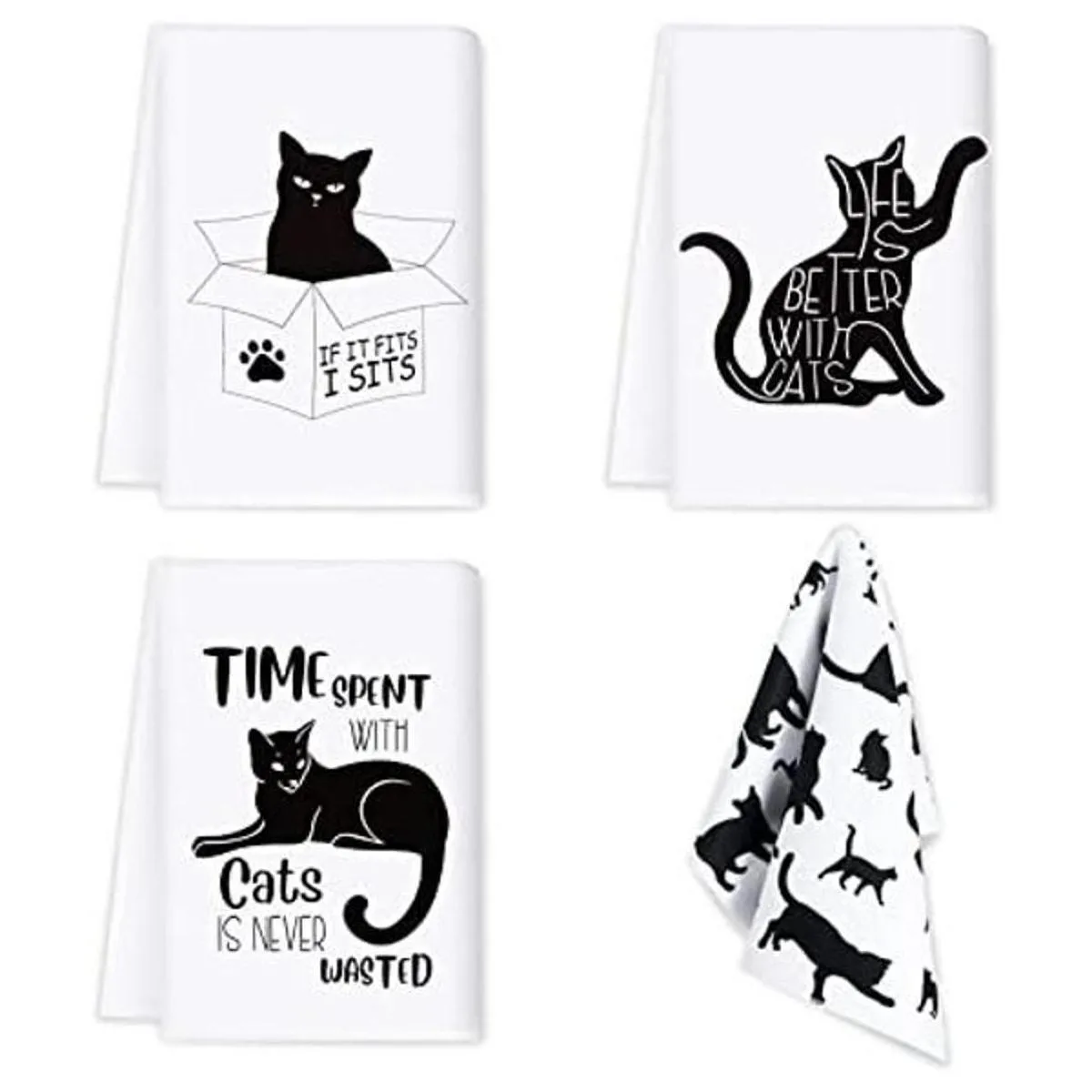 Juego de 4 toallas de cocina divertidas con temática de_1