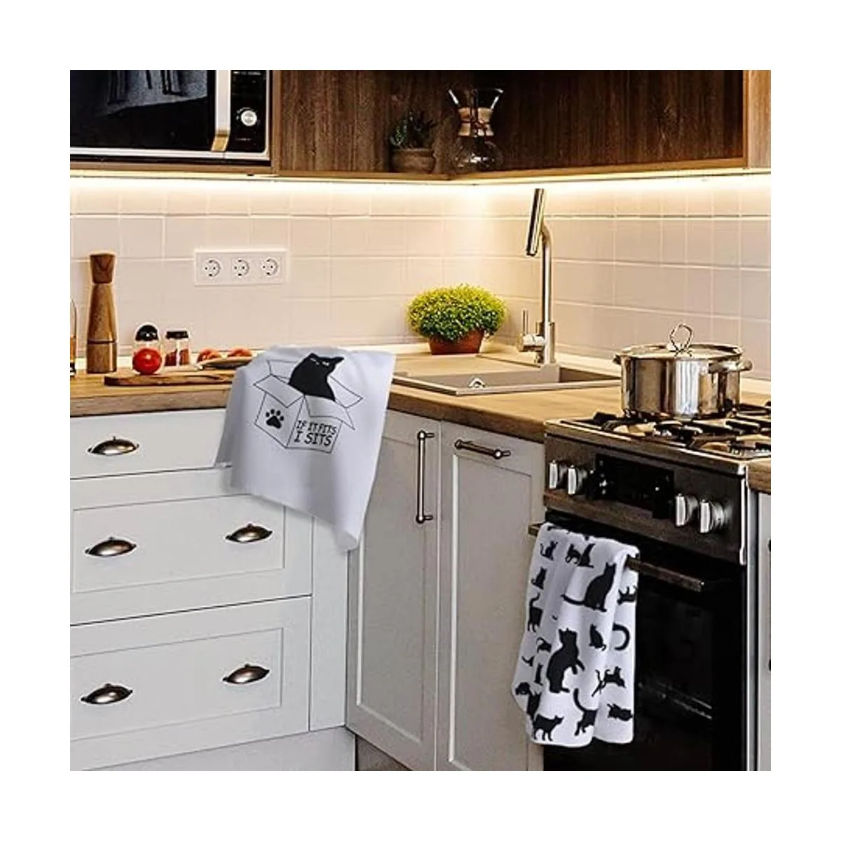 Juego de 4 toallas de cocina divertidas con temática de_6