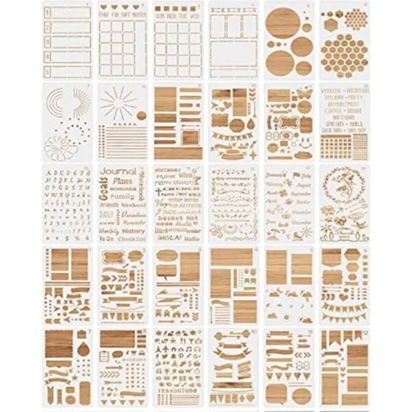 MWOOT Juego de 30 plantillas de diario mixtas plantilla_1