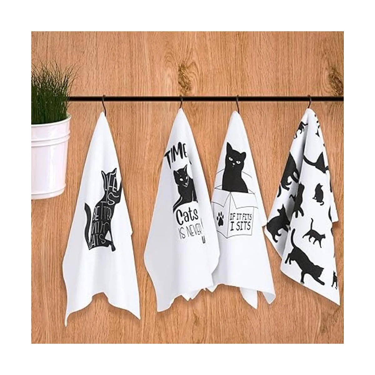 Juego de 4 toallas de cocina divertidas con temática de_2