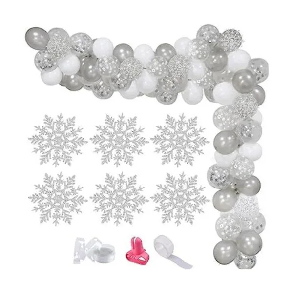 Kit de arco de guirnalda de globos de copo de nieve_1