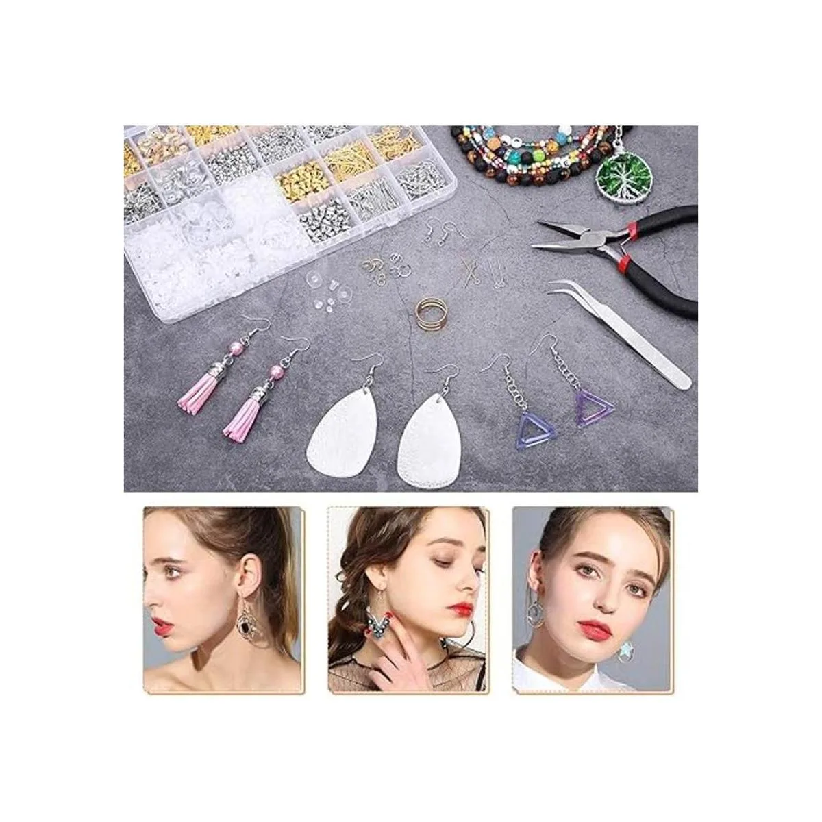 Anezus Kit de fabricación de aretes 2320 piezas kit de_7