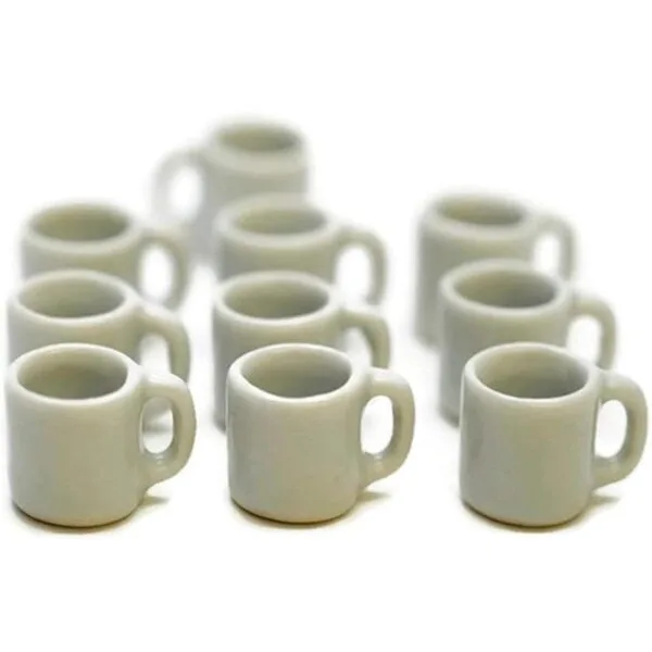 10 tazas de café pequeñas de cerámica blanca taza de té_1