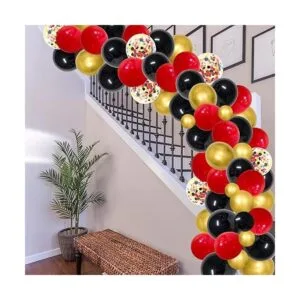 Kit de guirnalda de arco de globos de color rojo y negro y_3