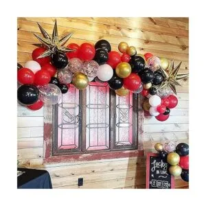 Kit de guirnalda de arco de globos de color rojo y negro y_7