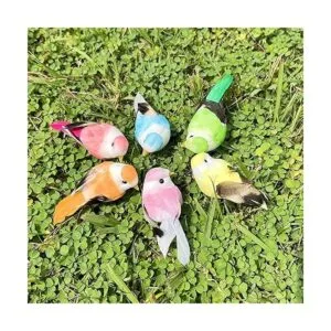 Mini adornos de espuma artificial de simulación con plumas_7