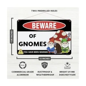Venicor Decoración de letrero de gnomo 8 x 12 pulgadas_2