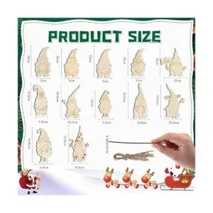 48 piezas de recortes de gnomos de madera de Navidad_2