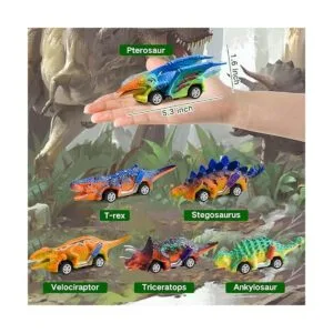 FFTROC Juguetes de dinosaurio para niños de 3 a 5 coches_3