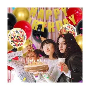 Kit de guirnalda de arco de globos de color rojo y negro y_4