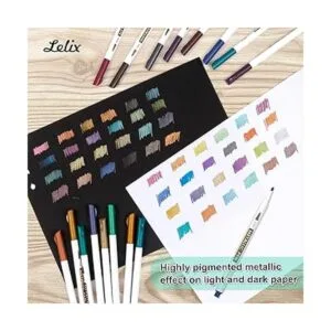 Lelix Rotuladores metálicos de 24 colores punta fina_3