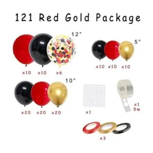Kit de guirnalda de arco de globos de color rojo y negro y_2
