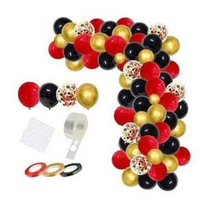 Kit de guirnalda de arco de globos de color rojo y negro y_1