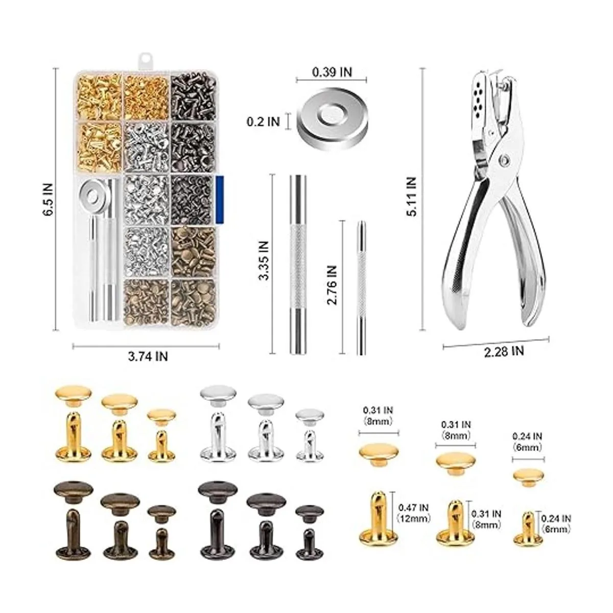 480 juegos de remaches para cuero kit de remaches de_2