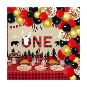 Kit de guirnalda de arco de globos de color rojo y negro y_6