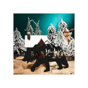 Hotop Arte de pared de oso de metal rústico para_6