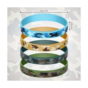 Paquete de 24 pulseras de goma de camuflaje del ejército_2