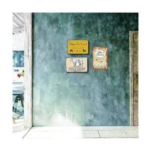 Letrero de metal vintage con aspecto de tela y acolchado_3