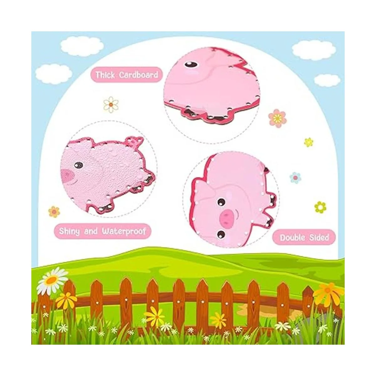 10 tarjetas de cordones de animales de granja para niños_3