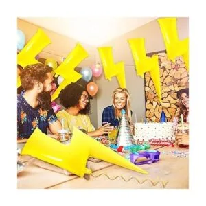 Juego de 6 globos de aluminio amarillo con pernos de rayo_5