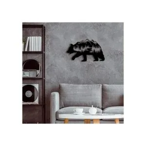 Hotop Arte de pared de oso de metal rústico para_7