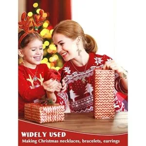 Dijes de cuentas de Navidad para hacer joyas lazo rojo y_3