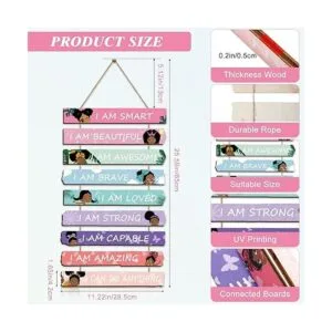 Juego de 9 piezas de arte de pared para niña negra_2