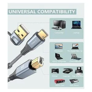Cable de impresora USBB a USBCA 2 en 1 6.6 pies Cable_6
