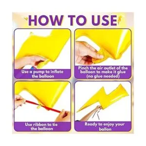 Juego de 6 globos de aluminio amarillo con pernos de rayo_3