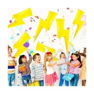 Juego de 6 globos de aluminio amarillo con pernos de rayo_4