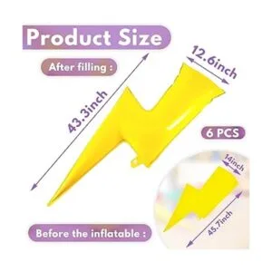 Juego de 6 globos de aluminio amarillo con pernos de rayo_2