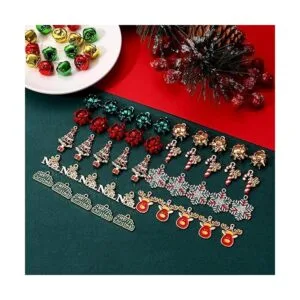 Dijes de cuentas de Navidad para hacer joyas lazo rojo y_4